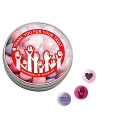 Boîte transparente My M&M's® personnalisé - bonbons rouge blanc violet