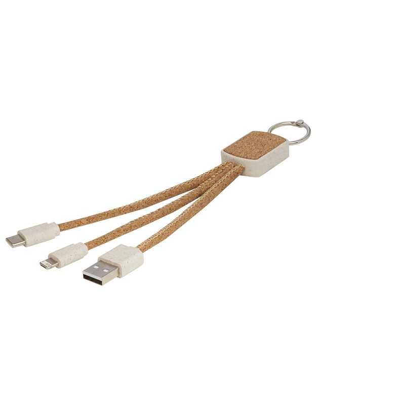 Câble multi USB personnalisé en paille de blé et liège Liane