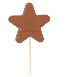 Sucette publicitaire en chocolat en forme étoilée "Starchoc"