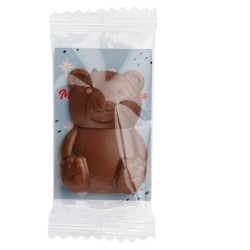 Carte publicitaire avec chocolat en forme d'ourson "Anichoc"