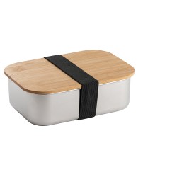 Lunch box publicitaire 800ml aluminium et bambou "Shino"