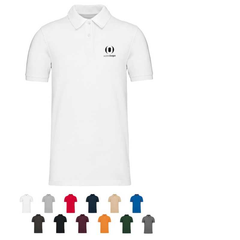 Polo personnalisable homme coton bio 180g blanc "Orga"