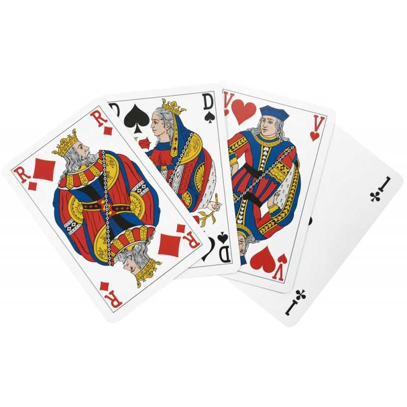 Cartes à jouer recto blanc et verso rouge. Jeu de 52 cartes à personnaliser  pour création jeu